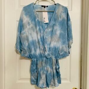 NWT Yana K blue/gray tie-dye American Made Terry Romper